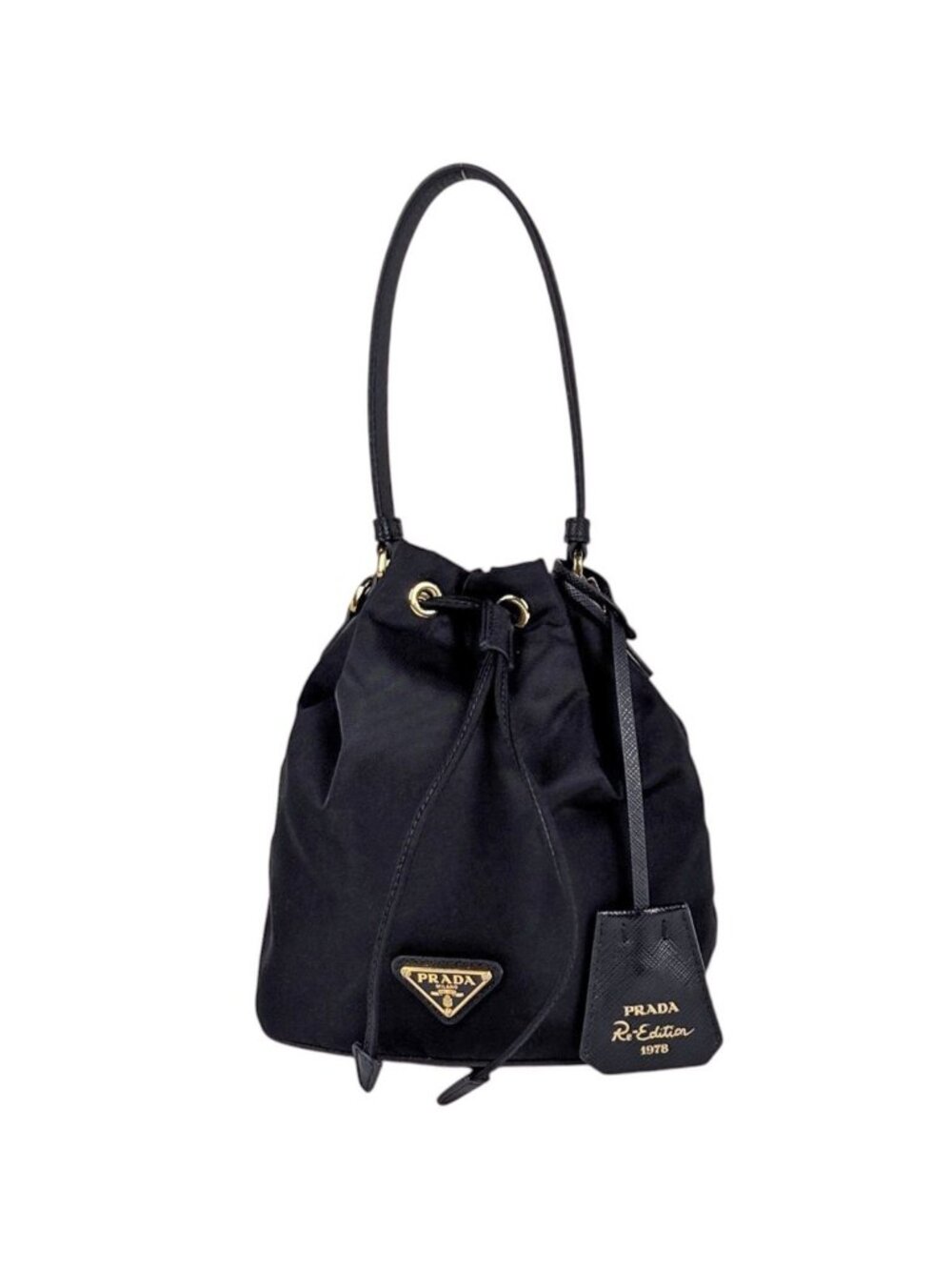 Prada Handbag Re-Nylon 2-Way Drawstring Nylon Nero